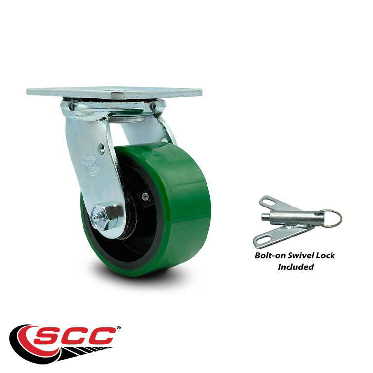 Service Caster 4 Inch Poly on Cast Iron Swivel Caster with Roller